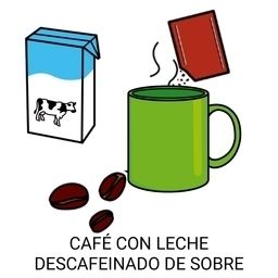 Café amb llet descafeinat de sobre